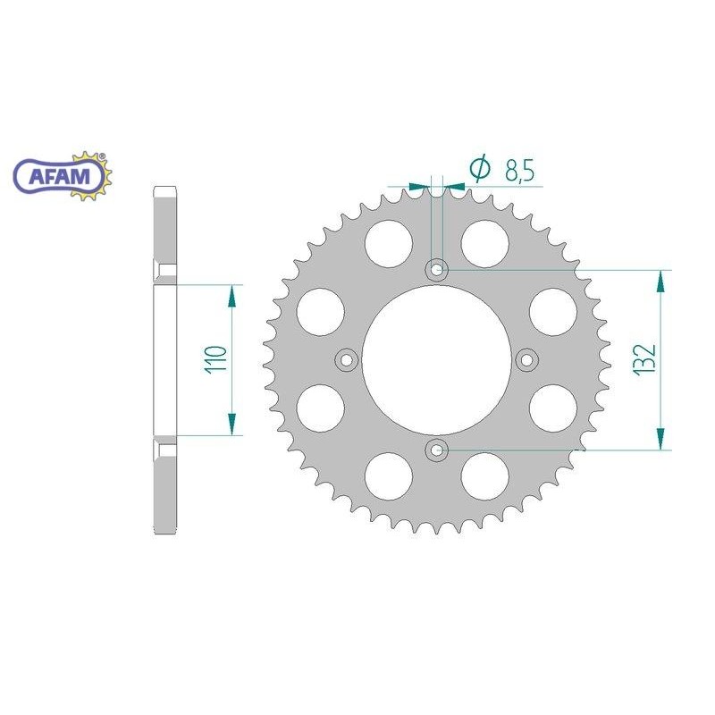 AFAM Zębatka tylna aluminiowa do łańcucha 428 kod 72102N-51