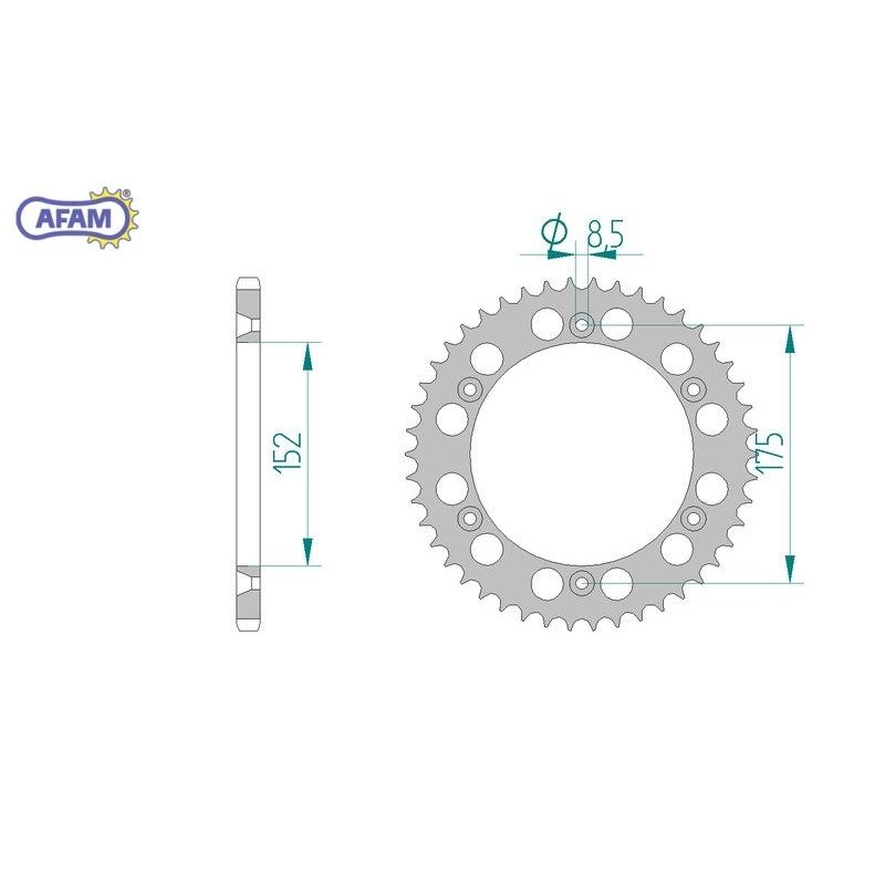 AFAM Zębatka tylna aluminiowa do łańcucha 520 kod 13508N-50 AFAM Zębatka tylna aluminiowa do łańcucha 520 kod 13508N-50