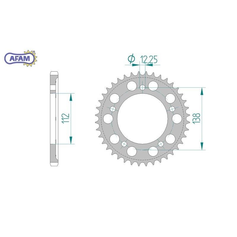 AFAM Zębatka tylna aluminiowa do łańcucha 525 kod 11613-44 AFAM Zębatka tylna aluminiowa do łańcucha 525 kod 11613-44