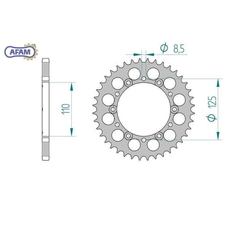 AFAM Zębatka tylna aluminiowa do łańcucha 520 kod 60201-42