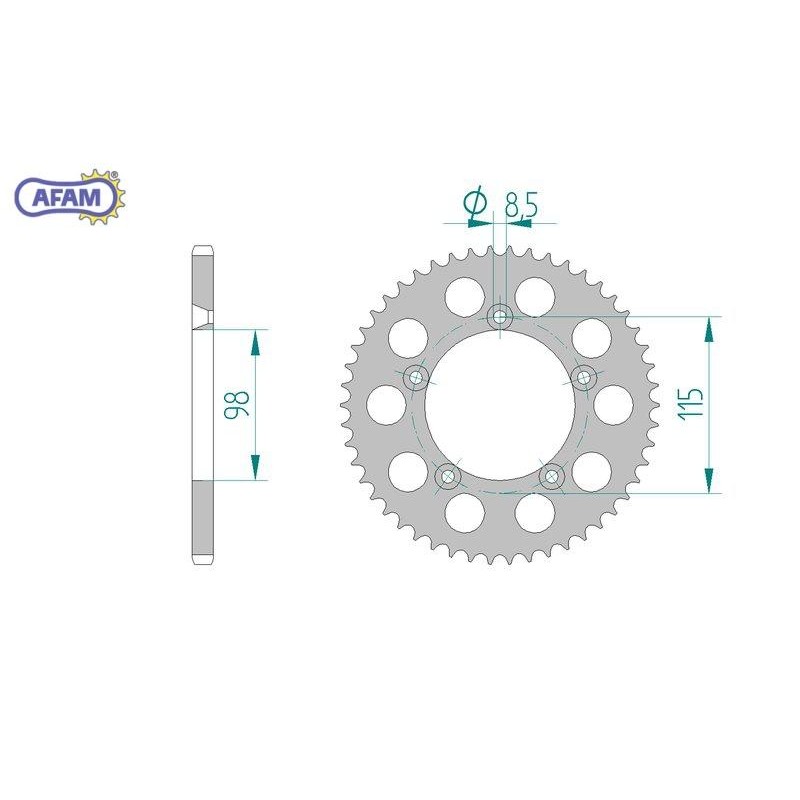 AFAM Zębatka tylna aluminiowa do łańcucha 420 S/C kod 72101+46