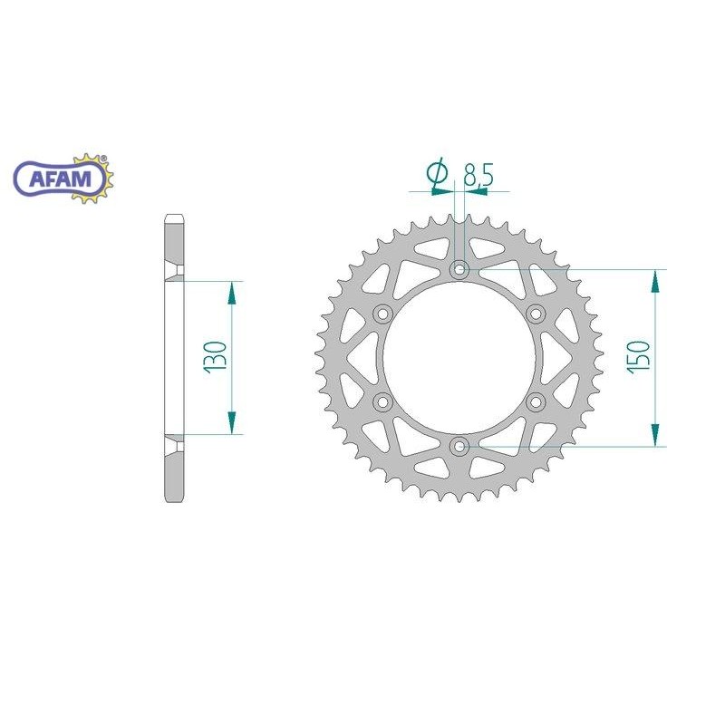 AFAM Zębatka tylna aluminiowa do łańcucha 520 S/C kod 13323+53 AFAM Zębatka tylna aluminiowa do łańcucha 520 S/C kod 13323+53