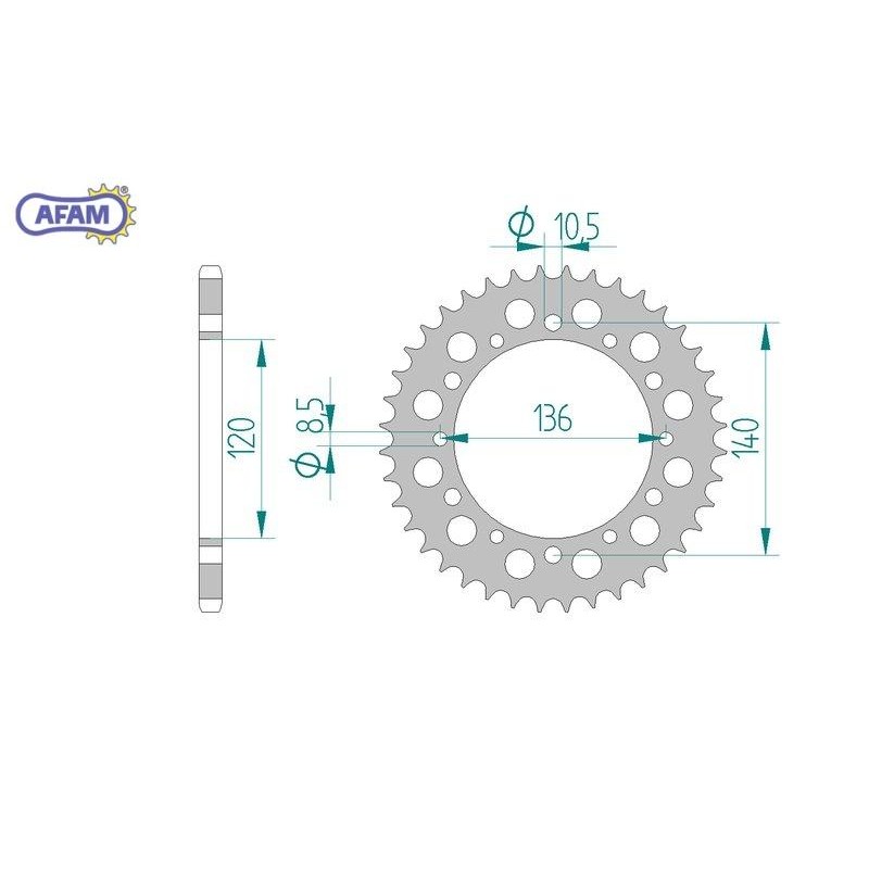 AFAM Zębatka tylna aluminiowa do łańcucha 520 kod 17404-40