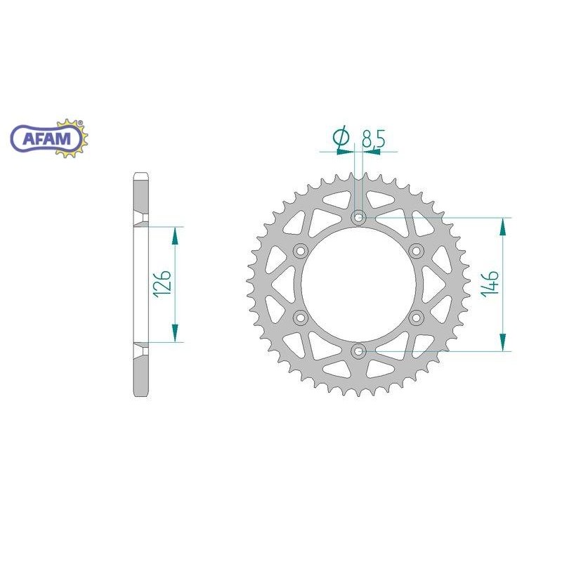 AFAM Zębatka tylna aluminiowa do łańcucha 520 kod 15203N-46