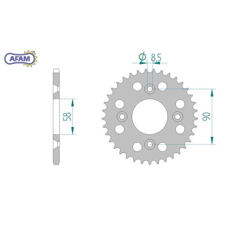 AFAM Zębatka tylna aluminiowa do łańcucha 420 kod 11113N-37 AFAM Zębatka tylna aluminiowa do łańcucha 420 kod 11113N-37