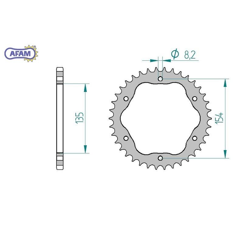 AFAM Zębatka tylna aluminiowa do łańcucha 520 PCD kod 51804-38 AFAM Zębatka tylna aluminiowa do łańcucha 520 PCD kod 51804-38