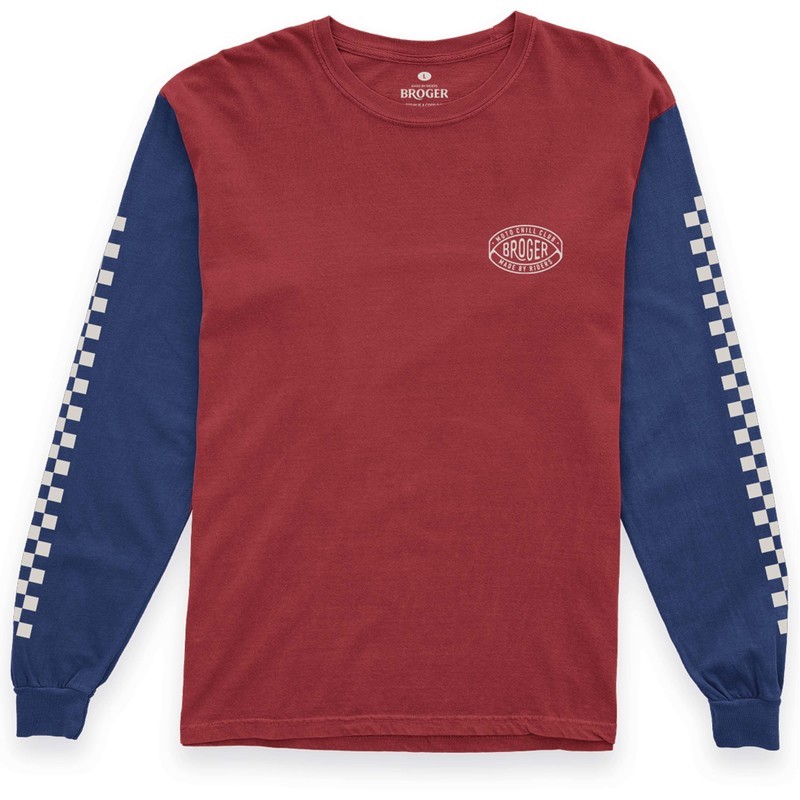 KOSZULKA Z DŁUGIM RĘKAWEM BROGER MOTO CHILL CLUB RED/BLUE/WHITE 