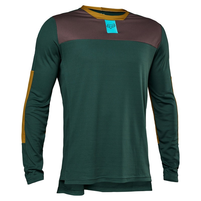KOSZULKA ROWEROWA Z DŁUGIM RĘKAWEM FOX DEFEND FOXHEAD EMERALD  ENDURO CROSS