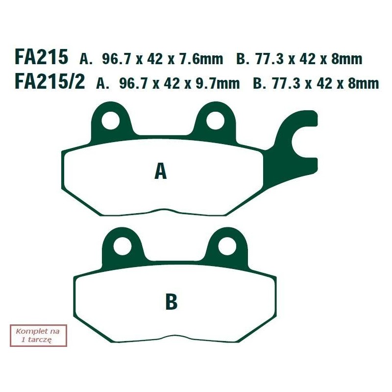 Klocki hamulcowe EBC FA215/2V V-PAD (kpl. na 1 tarcze) Klocki hamulcowe EBC FA215/2V V-PAD (kpl. na 1 tarcze)