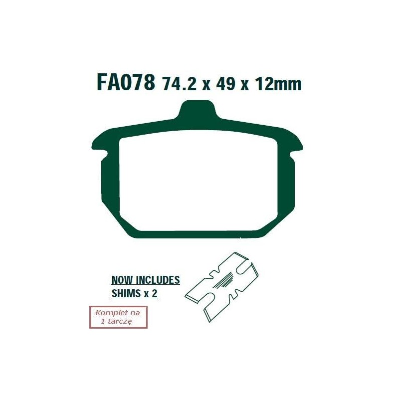 Klocki hamulcowe EBC FA078V V-PAD (kpl. na 1 tarcze) Klocki hamulcowe EBC FA078V V-PAD (kpl. na 1 tarcze)