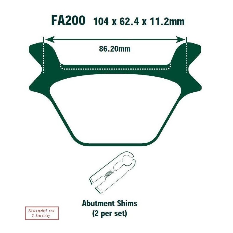 Klocki hamulcowe EBC FA200V V-PAD (kpl. na 1 tarcze) Klocki hamulcowe EBC FA200V V-PAD (kpl. na 1 tarcze)