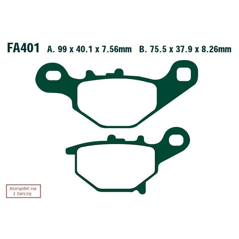 Klocki hamulcowe EBC FA401R (kpl. na 1 tarcze) (odpowiednik PROX 37.204502)