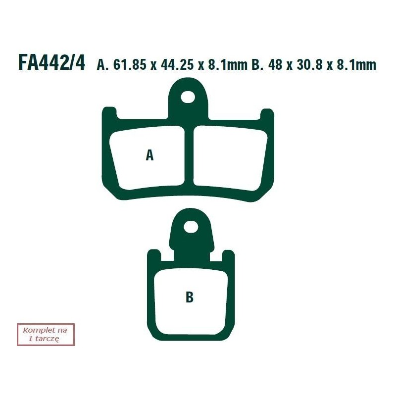 Klocki hamulcowe EBC GPFAX442/4HH torowe/profesjonalne (kpl. na 1 tarcze)