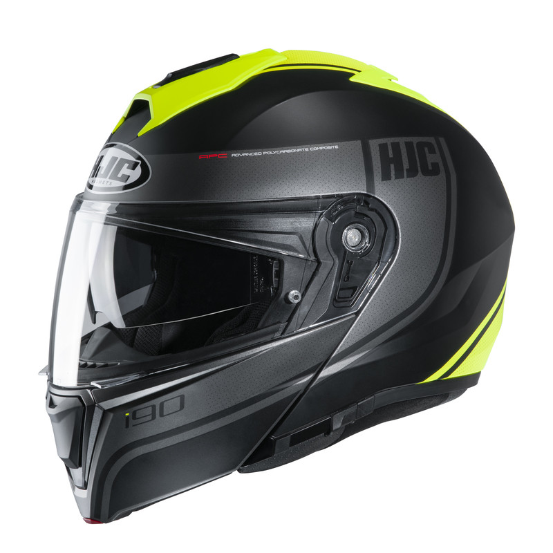 KASK HJC I90 DAVAN BLACK/FLO YELLOW 