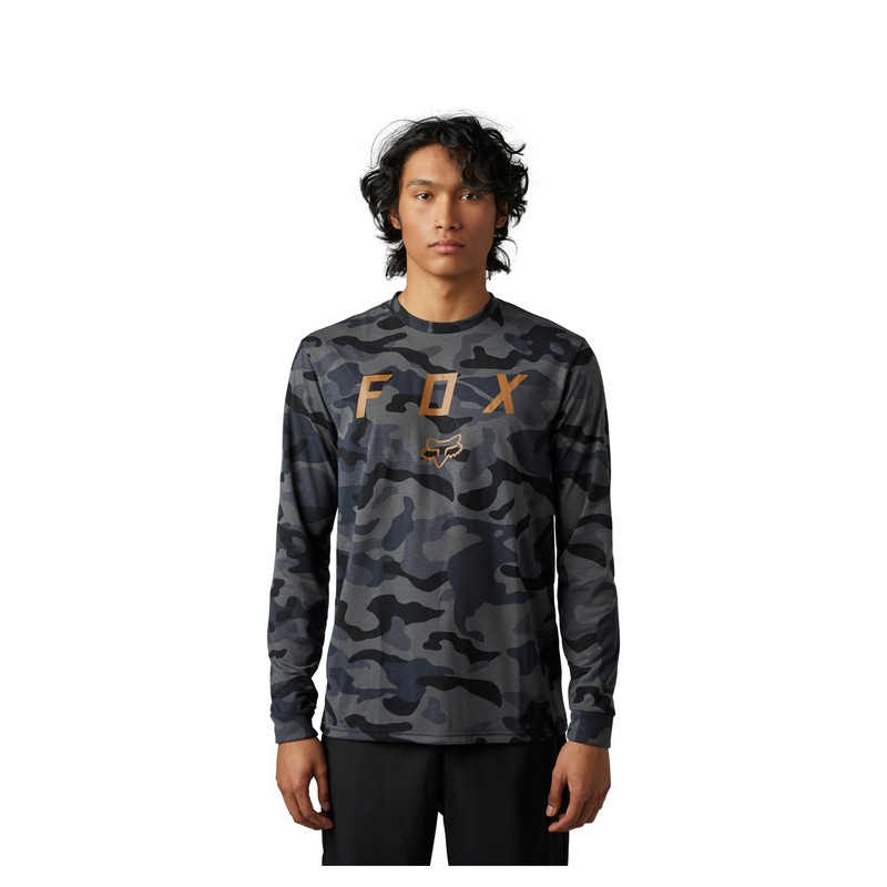 KOSZULKA Z DŁUGIM RĘKAWEM FOX VZNS TECH BLACK CAMO  ENDURO CROSS