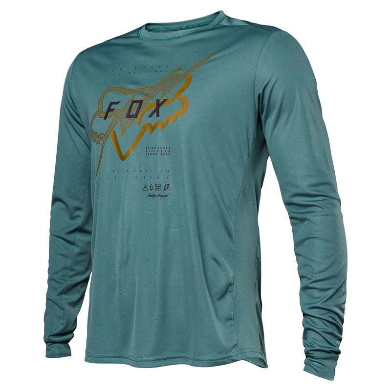 KOSZULKA ROWEROWA Z DŁUGIM RĘKAWEM FOX RANGER JECTR SEA FOAM  ENDURO CROSS