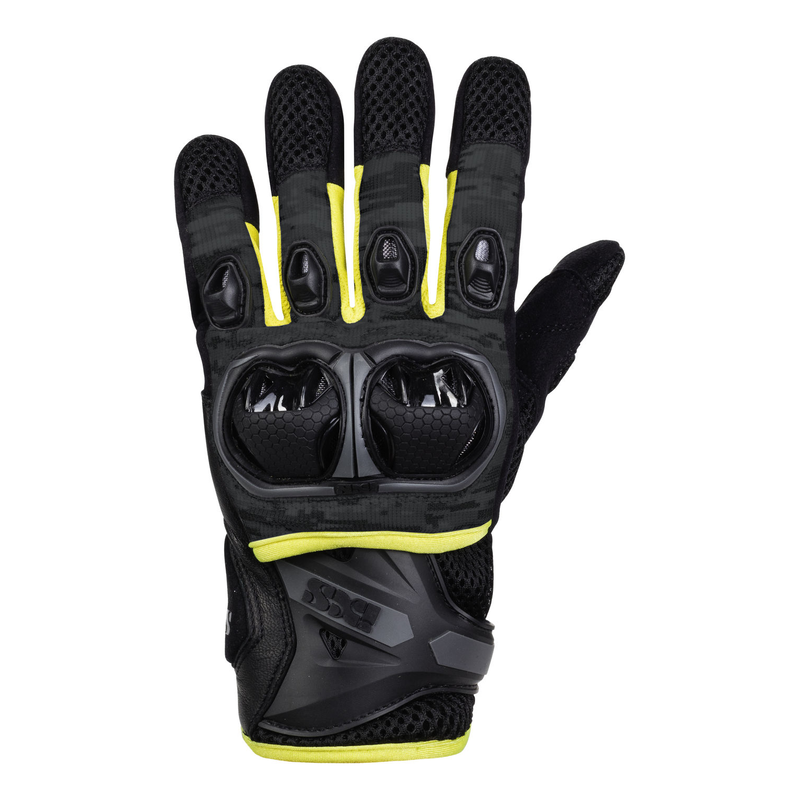 RĘKAWICE SKÓRZANO-TEKSTYLNE IXS MONTEVIDEO AIR S BLACK/GREY/YELLOW 