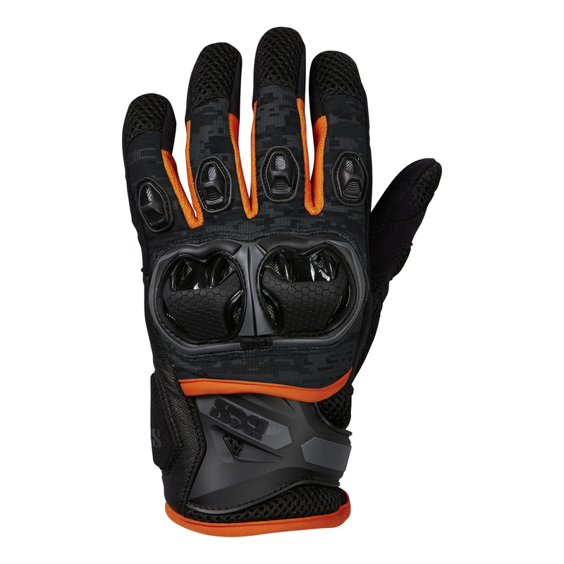 RĘKAWICE SKÓRZANO-TEKSTYLNE IXS MONTEVIDEO AIR S BLACK/SILVER/ORANGE 