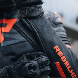 KURTKA SKÓRZANA REBELHORN VANDAL BLACK/FLO RED 