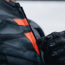 KURTKA SKÓRZANA REBELHORN VANDAL BLACK/FLO RED 
