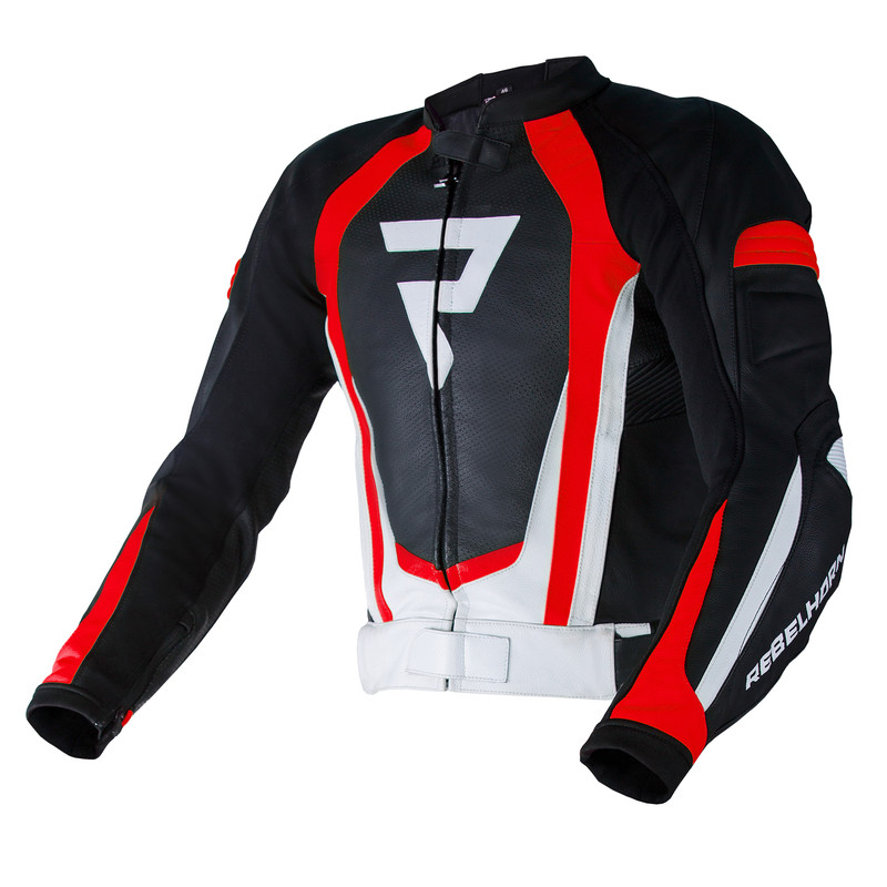KURTKA SKÓRZANA REBELHORN PISTON II PRO BLACK/WHITE/FLO RED 
