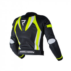 KURTKA SKÓRZANA REBELHORN PISTON II PRO BLACK/WHITE/FLO YELLOW 
