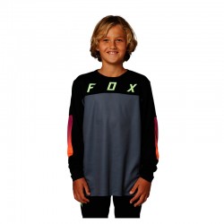 KOSZULKA ROWEROWA Z DŁUGIM RĘKAWEM FOX JUNIOR DEFEND RACE BLACK  ENDURO CROSS