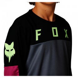 KOSZULKA ROWEROWA Z DŁUGIM RĘKAWEM FOX JUNIOR DEFEND RACE BLACK  ENDURO CROSS