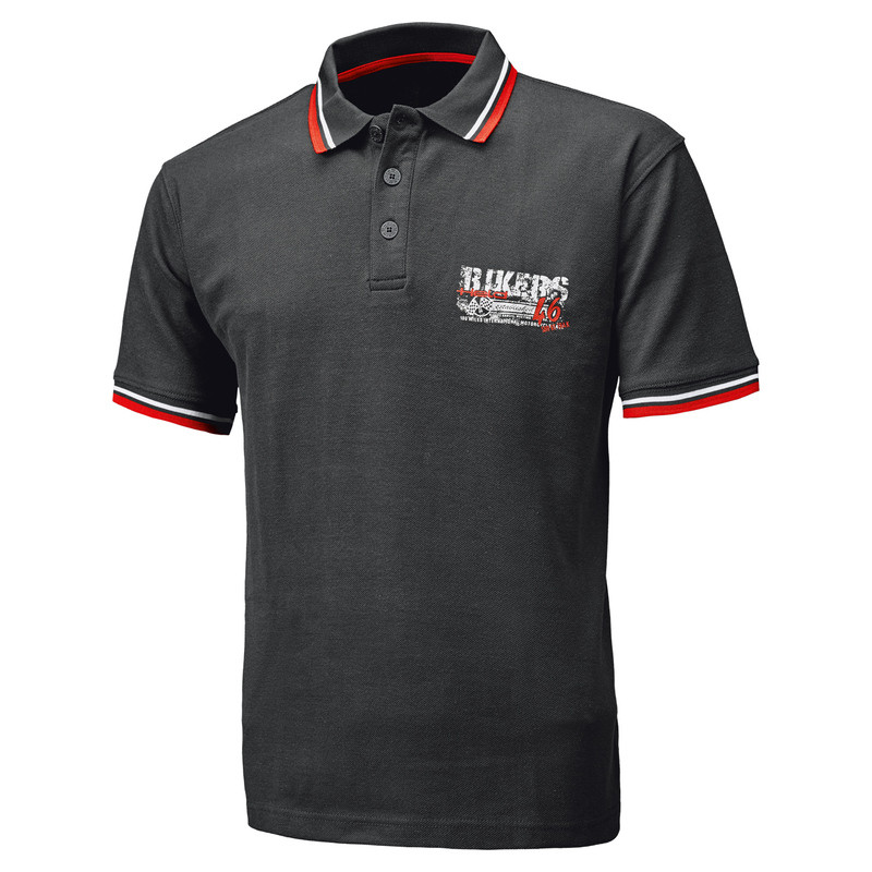 T-SHIRT HELD POLO BIKERS BLACK/RED 