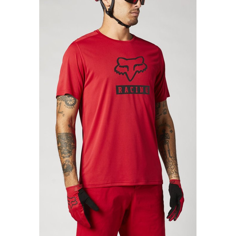 KOSZULKA ROWEROWA FOX RANGER BLOCK CHILI  ENDURO CROSS