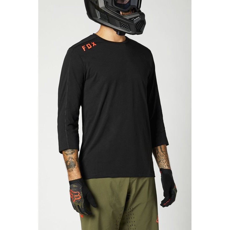 KOSZULKA ROWEROWA FOX RANGER DR 3/4 BLACK  ENDURO CROSS