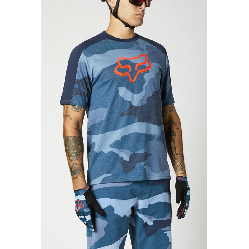 KOSZULKA ROWEROWA FOX RANGER DR BLUE CAMO  ENDURO CROSS