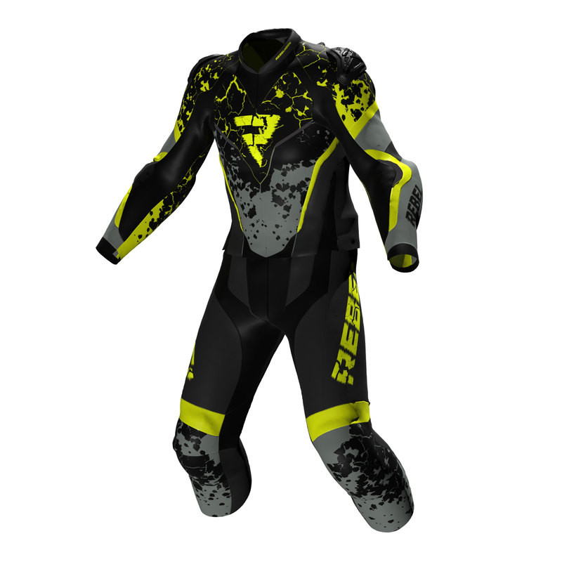 KURTKA SKÓRZANA REBELHORN REBEL COSMIC BLACK/DARK GREY/FLO YELLOW 