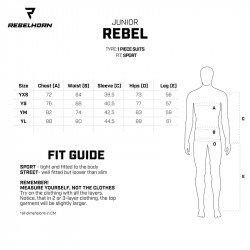 KOMBINEZON SKÓRZANY 1 CZ. REBELHORN REBEL JUNIOR BLACK/FLO RED/FLO YELLOW 