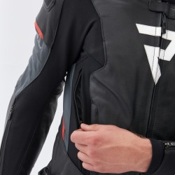 KURTKA SKÓRZANA REBELHORN VELOCE BLACK/GREY/FLUO RED 