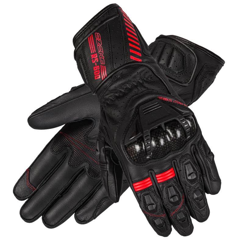RĘKAWICE SKÓRZANE OZONE RS600 BLACK/FLO RED 