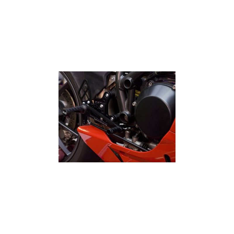 PODNÓŻKI REGULOWANE, DUCATI 848 / 1098 / 1198 (NIE PASUJE DO 1198S/R 2011), ZESTAW, BLACK