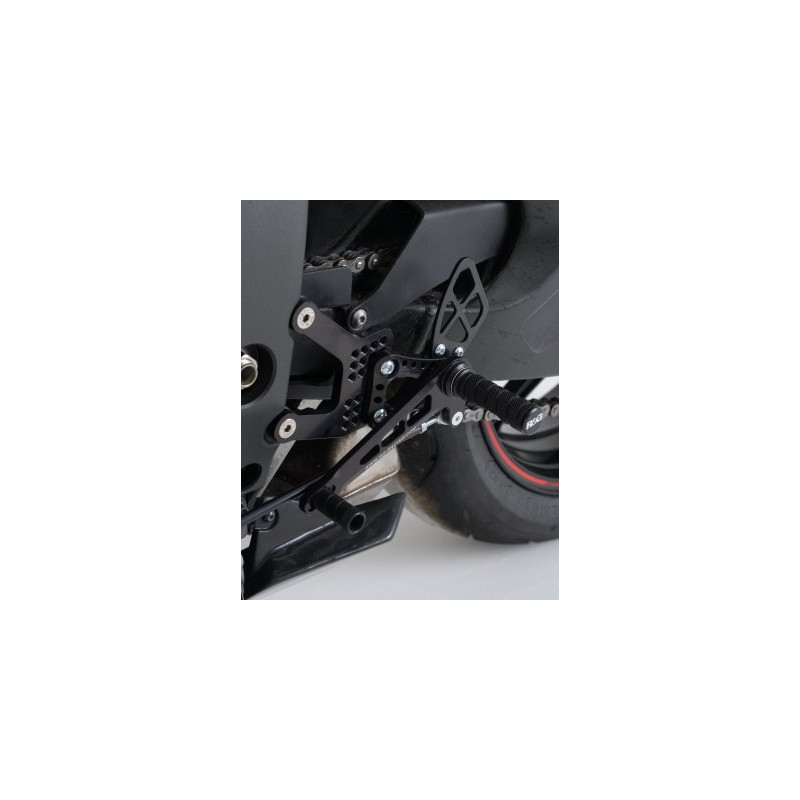 PODNÓŻKI REGULOWANE, KAWASAKI ZX6-R 05-13 RACE GEARBOX BLACK, ZESTAW, BLACK