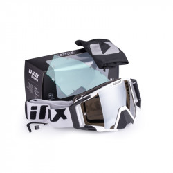 GOGLE IMX SAND WHITE/BLACK MATT - SZYBA SILVER IRIDIUM + CLEAR (2 SZYBY W ZESTAWIE) ENDURO CROSS