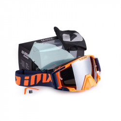 GOGLE IMX SAND ORANGE/WHITE/BLUE - SZYBA SILVER IRIDIUM + CLEAR (2 SZYBY W ZESTAWIE) ENDURO CROSS