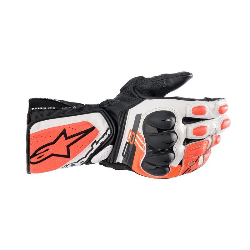 RĘKAWICE SKÓRZANE ALPINESTARS SP-8 V3 BLACK/WHITE/RED FLUO 