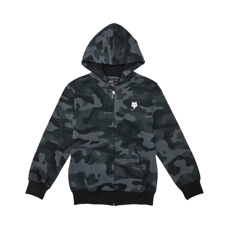 BLUZA Z KAPTUREM NA ZAMEK FOX JUNIOR FOX HEAD BLACK CAMO  ENDURO CROSS
