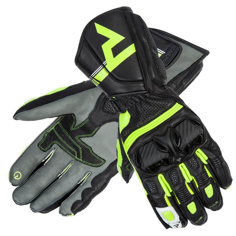 RĘKAWICE SKÓRZANE REBELHORN ST LONG BLACK/GREY/FLO YELLOW 