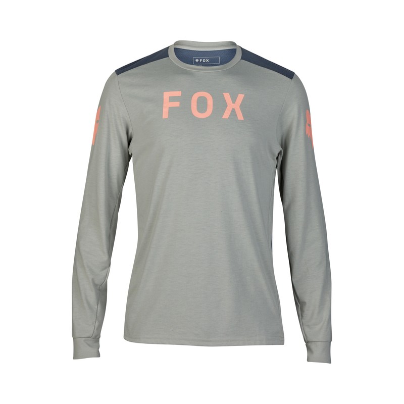 KOSZULKA ROWEROWA Z DŁUGIM RĘKAWEM FOX RANGER DR AVIATION GREY VINTAGE  ENDURO CROSS