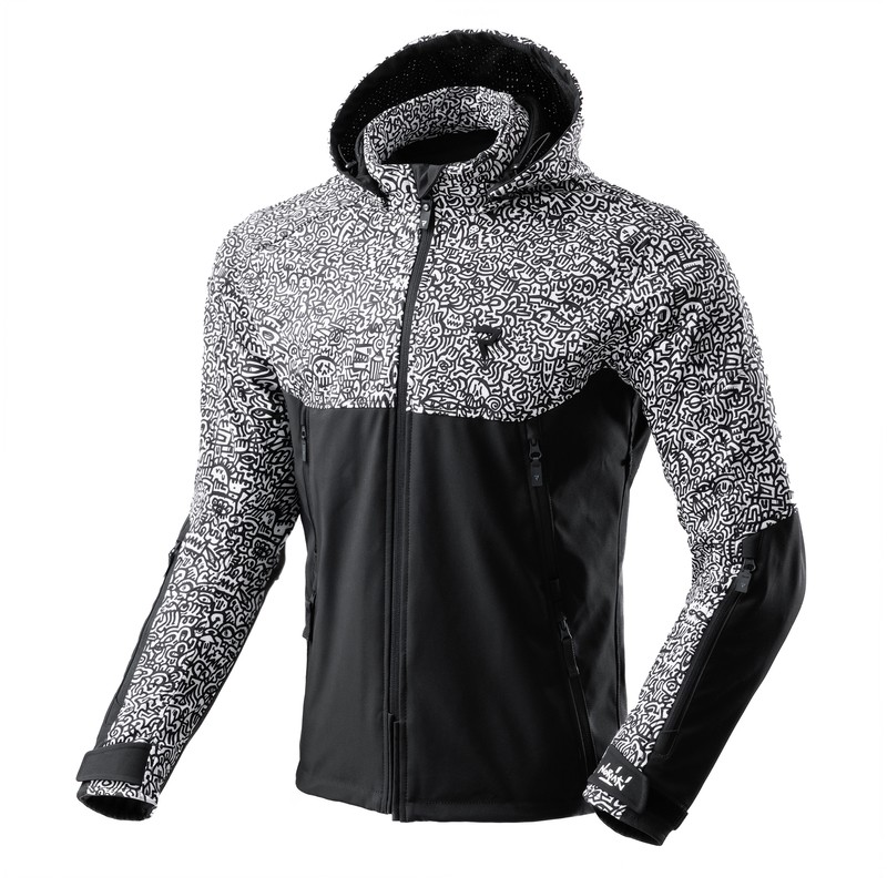KURTKA TEKSTYLNA REBELHORN SLASH NORIAKI BLACK/WHITE SOFTSHELL KURTKA TEKSTYLNA REBELHORN SLASH NORIAKI BLACK/WHITE SOFTSHELL
