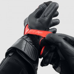 RĘKAWICE SKÓRZANE REBELHORN VIPER BLACK/GREY/FLUO RED 