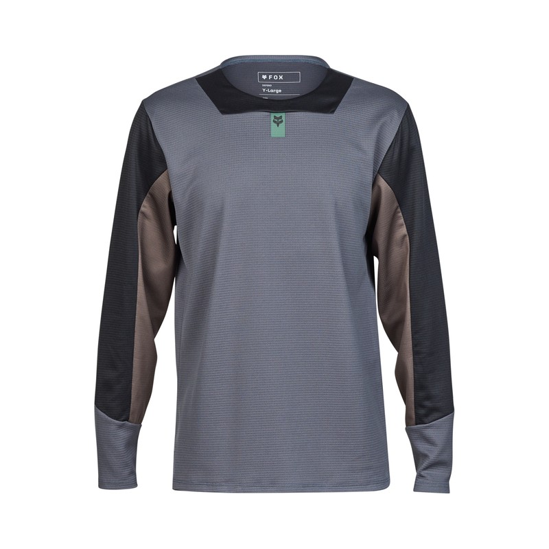 KOSZULKA ROWEROWA Z DŁUGIM RĘKAWEM FOX JUNIOR DEFEND GRAPHITE  ENDURO CROSS