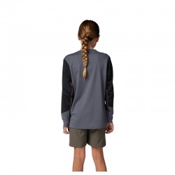 KOSZULKA ROWEROWA Z DŁUGIM RĘKAWEM FOX JUNIOR DEFEND GRAPHITE  ENDURO CROSS