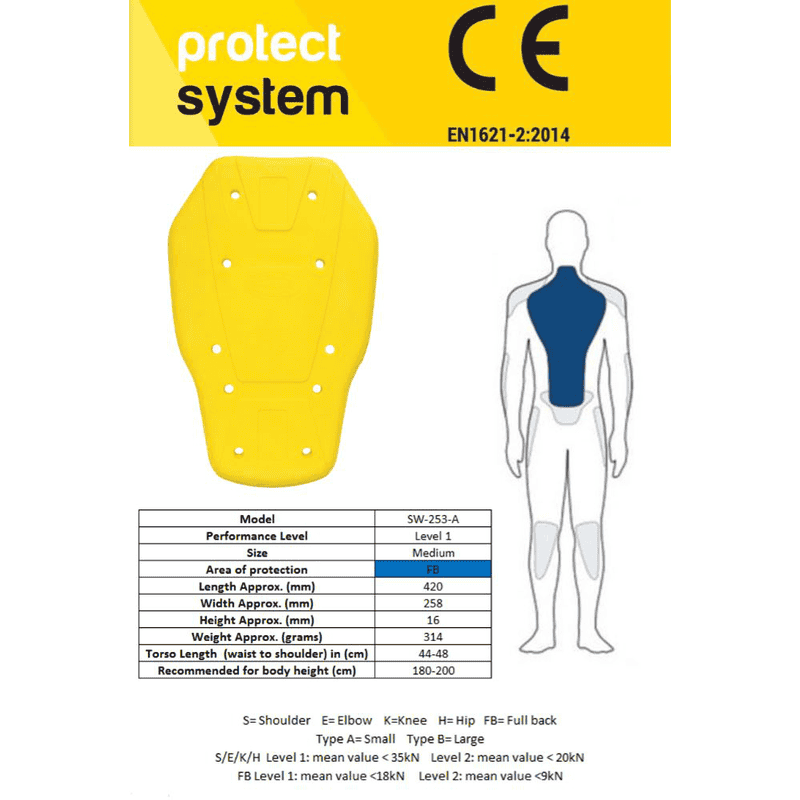 OCHRANIACZ PLECÓW PRO-TEC SW-253-A YELLOW M (420M)