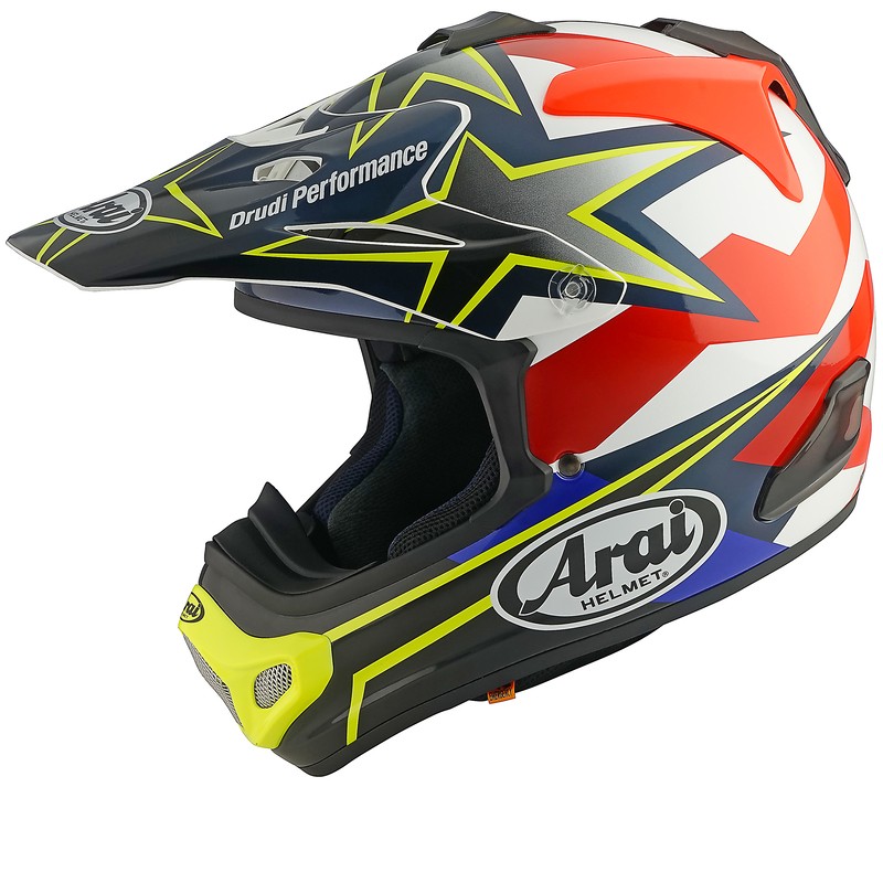 KASK ARAI MX-V EVO STARS STRIPES FLUOR YELLOW XS